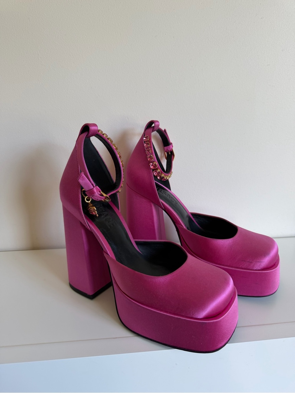 Versace Aevitas Satin Heels - Size 5.5